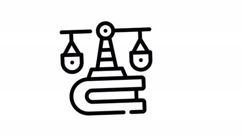 Animated Justice Scale and Books Minimalist Icon