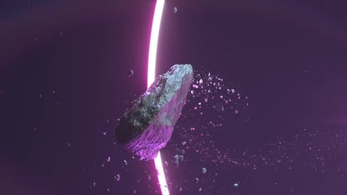 Futuristic Asteroid Disintegration by Neon Energy Beam