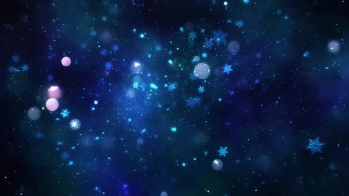 Blue Glowing Snowflakes Christmas Winter Background Loop