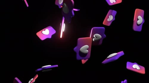 3D Falling Social Media Like Icons Loop Animation