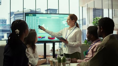 Business Team Analyzing Financial Data in Modern Office