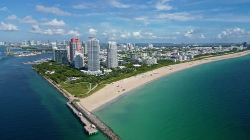 Miami Beach Skyline Above Ocean Miami Aerial Luxury Waterfront Towers Miami Coast Aerial View Miami