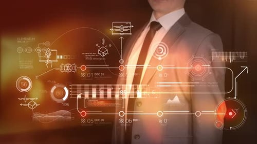 Ein unbekannter Geschäftsmann und Crypto Data Array 4K