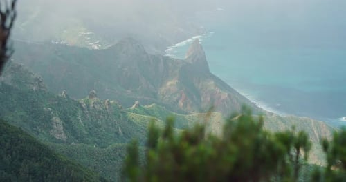 Cinematic Tenerife Nature Landscape with Ocean Coastline Scenic Anaga Mountain Coast with Beautiful