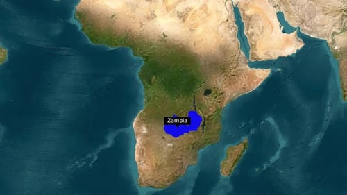 Modern Map of Africa Zooms to Highlight Zambia