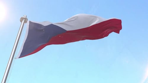 Waving Czech Republic Flag against Blue Sky