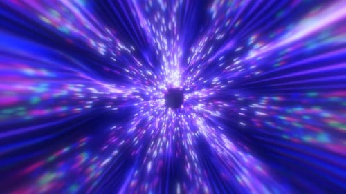 Beautiful abstract purple tunnel made of futuristic digital stripes and lines