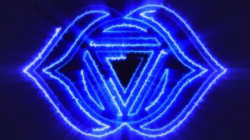 Glowing Blue Neon Chakra Symbol Reveal Animation