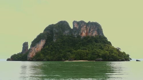 The Mountain with Tropical Greenery Sandy Shore and a Turquoise Sea