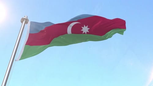 Realistic Azerbaijan National Flag Waving Animation