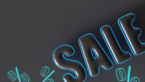 Neon 3D Sale Text Reveal with Percentage Symbols