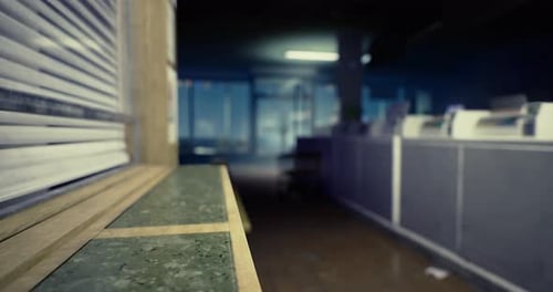 Perspective View of an Empty Room in Modern Office Building During Daytime