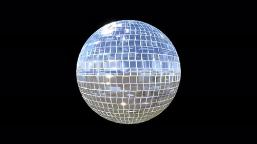 Shiny Spinning Disco Ball Loop on Black Background