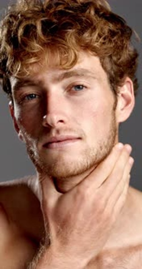 Beard, beauty and face of man in studio for hygiene, masculine grooming or skincare wellness