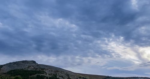 Mountain Lake Time Lapse in Summer or Autumn Wild Nature and Beautiful Sunset Moving Clouds Deep