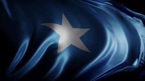 Realistic Waving Blue Flag with White Star