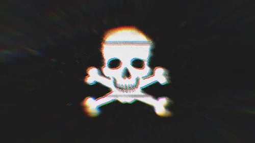 Digital Glitch Skull and Crossbones Animation