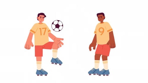 Soccer players practice cartoon animation