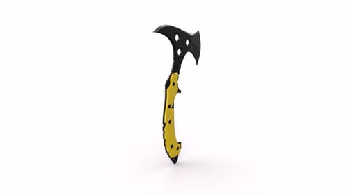 Rotating 3D Tactical Axe With Yellow Handle