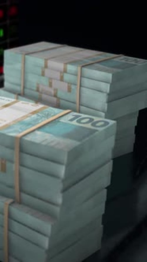 Brazilian Real Cash Stack Trading Background Vertical