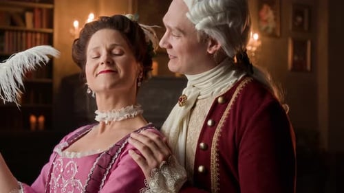 Historical Couple in Period Clothing and Romantic Mood