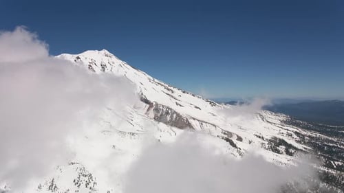 Mount shasta northern California panoramic beauty from a helicopter in winter