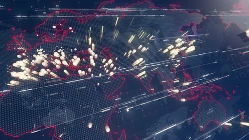Looped Digital world map background 4k.
