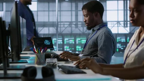 Data Center Engineers Maintaining Company Network Infrastructure