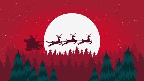 Christmas santa crossing moon animation 08 - 4K