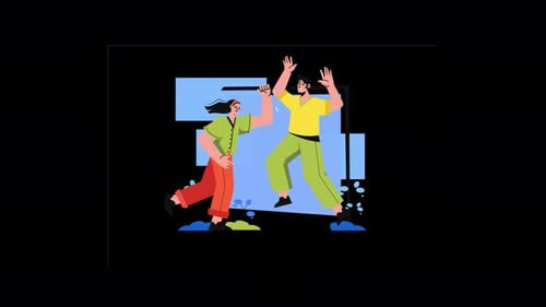Happy People Dancing Celebration Flat Design Animation