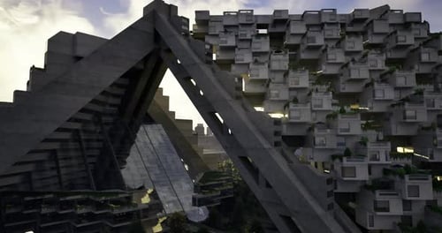 Modern Architecture Showcases Unique Design in Urban Landscape Near Sunset