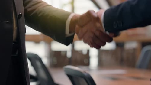 Two Male Hands Shaking Business Office Diverse Men Greeting Company Negotiation Job Congratulation