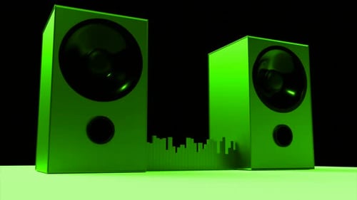 Abstract Loudspeakers Playing Music Loud Isolated on a Black Background