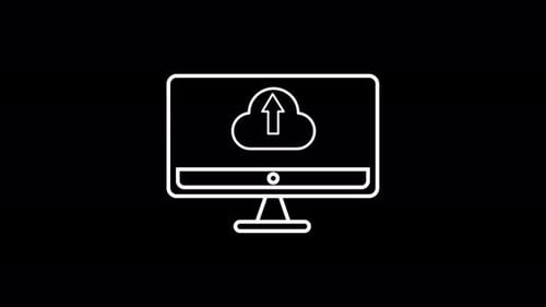 Upload and download cloud icon and desktop.