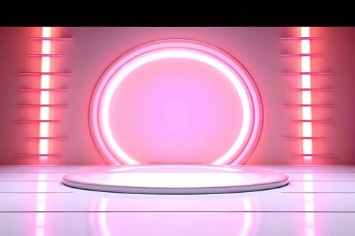 podium Futuristic showcase with platform for product displaying. Empty modern stage display