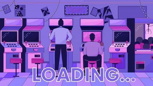 Play arcade machines line 2D loading animation