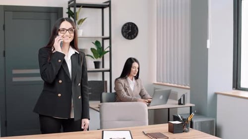 Young Women Working in Modern Office