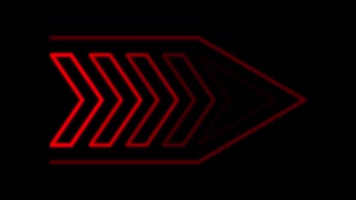 Animation of Red Neon Arrow Pointing Right on black background