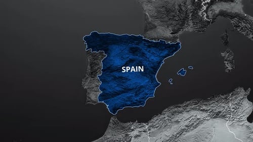 Spanien-Landkarte Blaue Farbe 4K