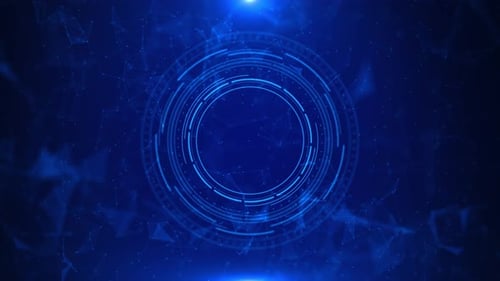 Digital Futuristic HUD Circle Interfaces Podium Virtual Hi Tech Display Hologram Matrix Data Network