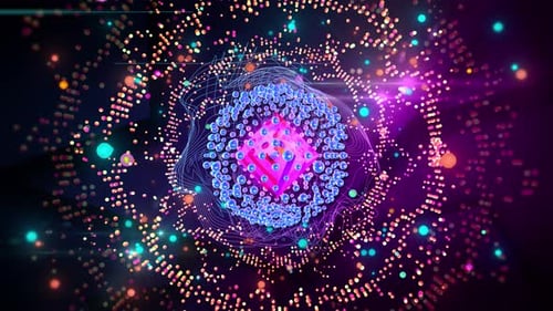 Futuristic Abstract Data Sphere with Glowing Particles Background Animation