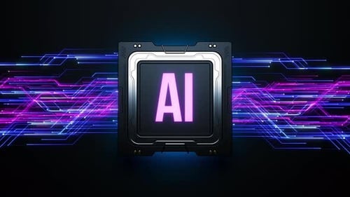 CPU with the inscription Ai . animation on the theme of computer technology