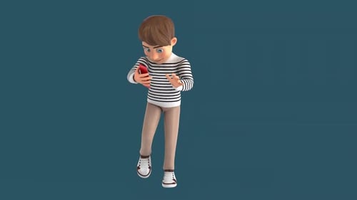Fun 3D cartoon kid walking like a zombie (with alpha channel included)