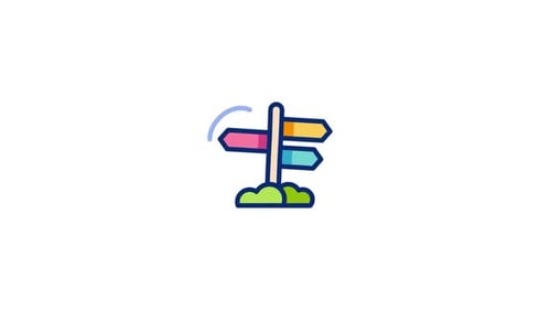 Animated Directional Signpost Icon with Wiggling Arrows
