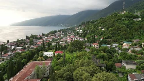 A Resort Town of Gagra on the Black Sea Coast Surrounded By the Caucasian Mountains
