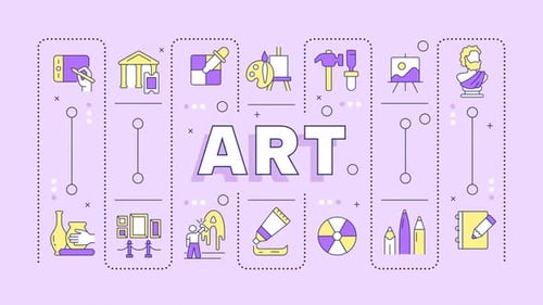 Art Icons Flat Design Grid Reveal Animation