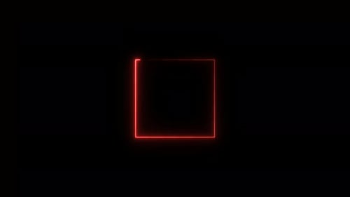 Animated Red Neon Square Outline Drawing