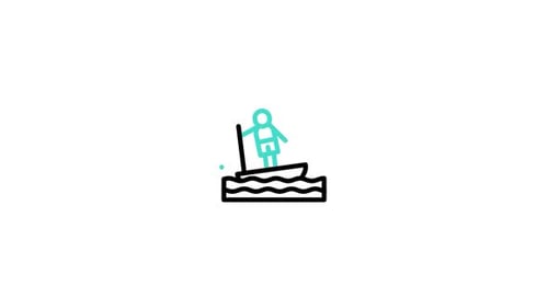 Animated Line Art Paddleboarding Icon