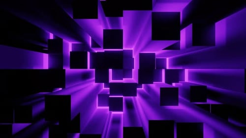 Abstract Modern Front View Background with Violet Cube Columns Moving in Waves
