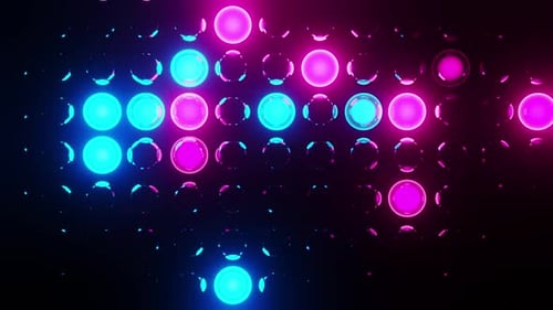 Dynamic Abstract Pattern of Glowing Spheres, Blue and Pink